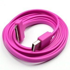 CABLE FLAT IPHONE 4/4S (20 CMS) (BRINGTH PINK) (PAQUETE X 10 UND)