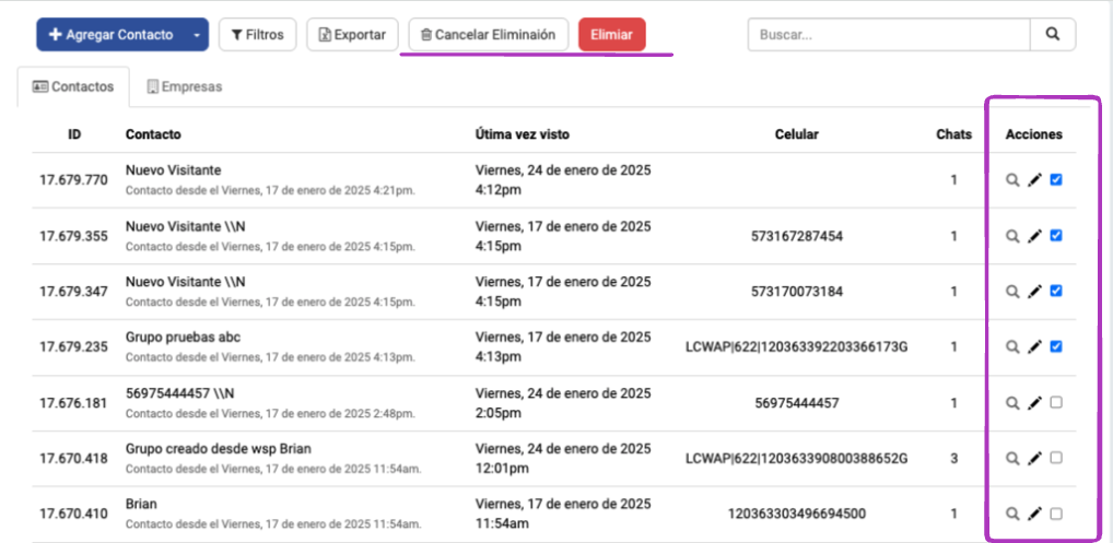 Checbox de liveconnect