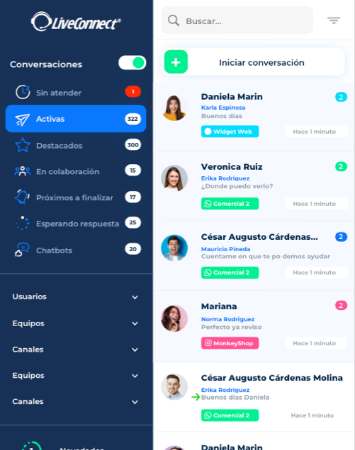Centralizar, chats