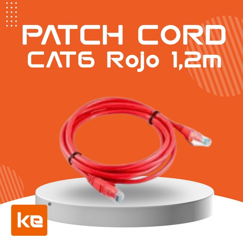 PATCH CORD CAT 6 ROJO MIOKEE DE 1,2 M