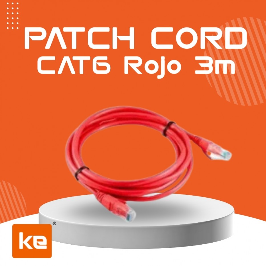 PATCH CORD CAT 6 ROJO DE 3 M