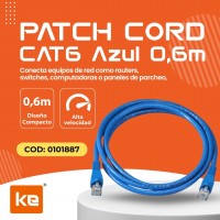 PATCH CORD CAT 6 AZUL DE 0,6 M
