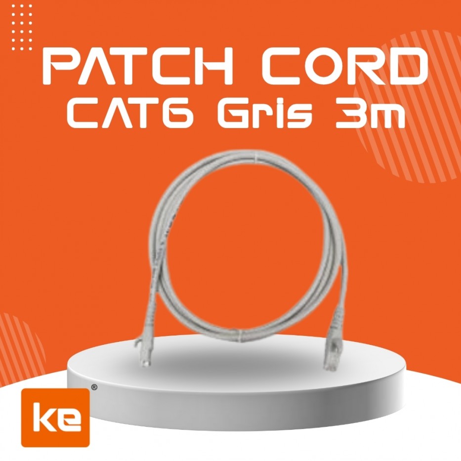 PATCH CORD CAT 6 GRIS DE 3 M