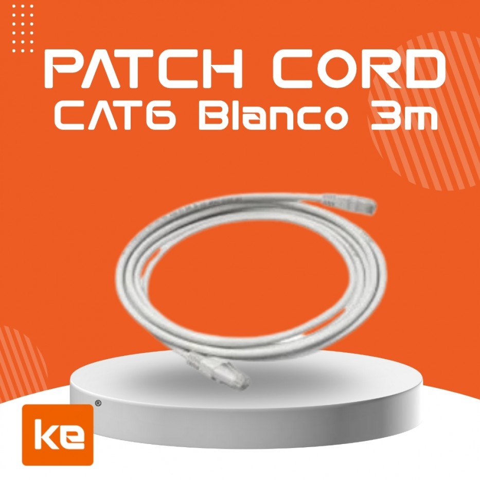 PATCH CORD CAT 6 BLANCO DE 3 M