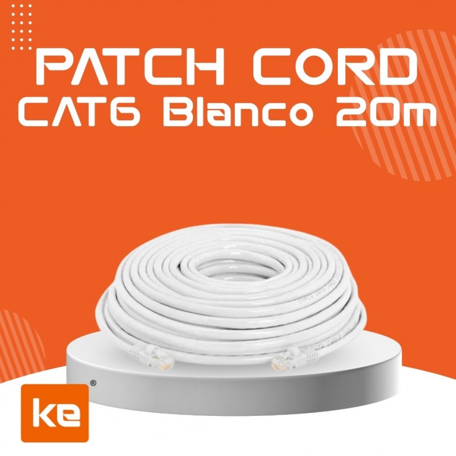 PATCH CORD CAT 6 BLANCO DE 20M