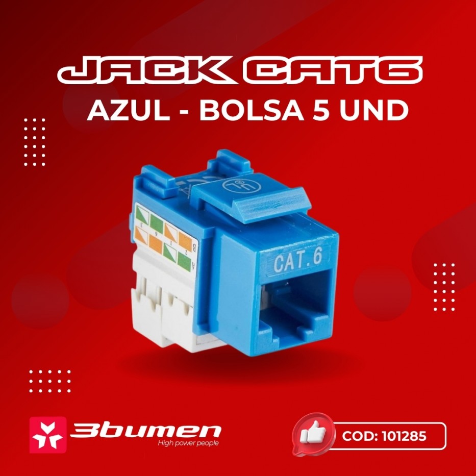 JACK CAT6 BOLSA DE 5 UNDS AZUL CERTIFICADO