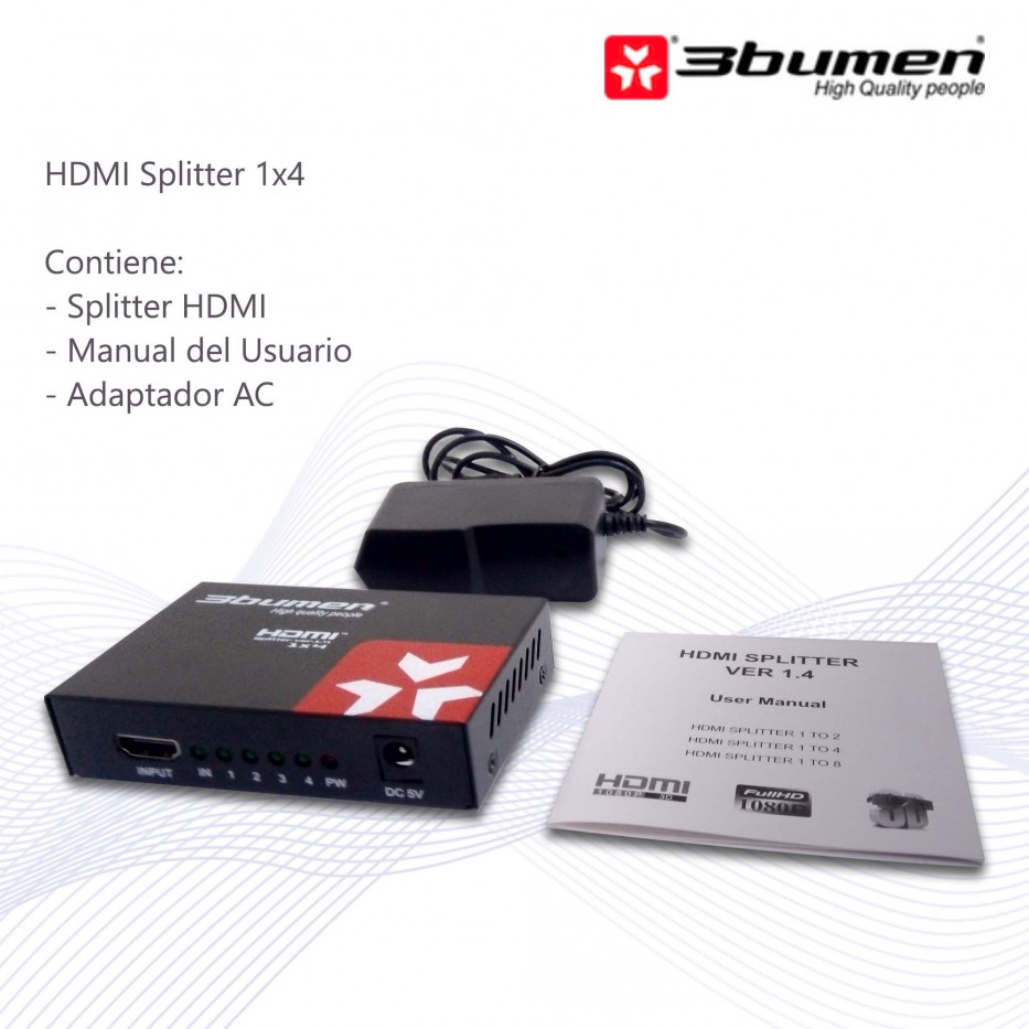 SPLITTER 4 PUERTOS HDMI 3BUMEN