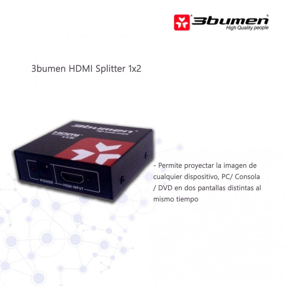 SPLITTER 2 PUERTOS HDMI 3BUMEN