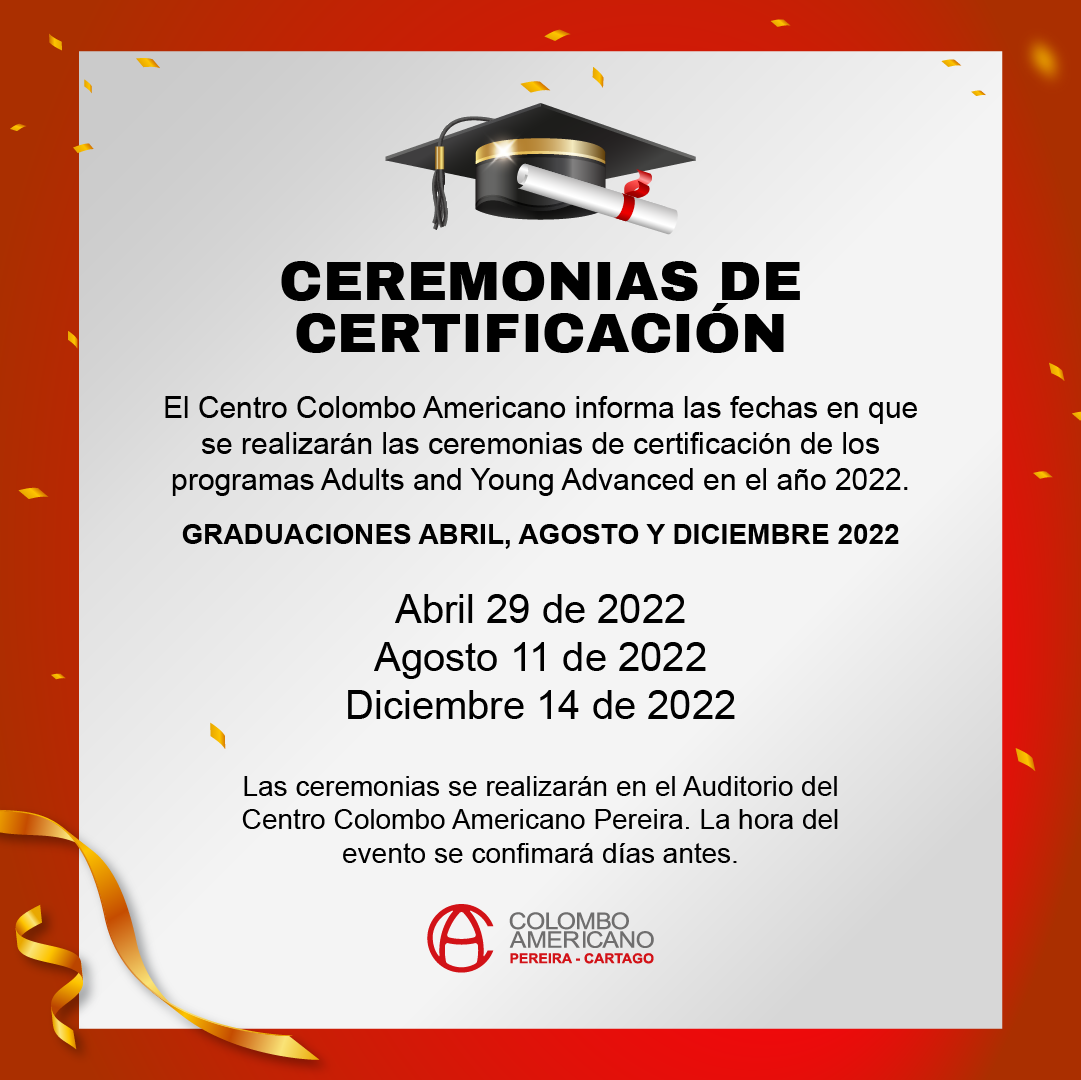 Ceremonias de certificación de los programas de Adults and Young Advanced en el año 2022