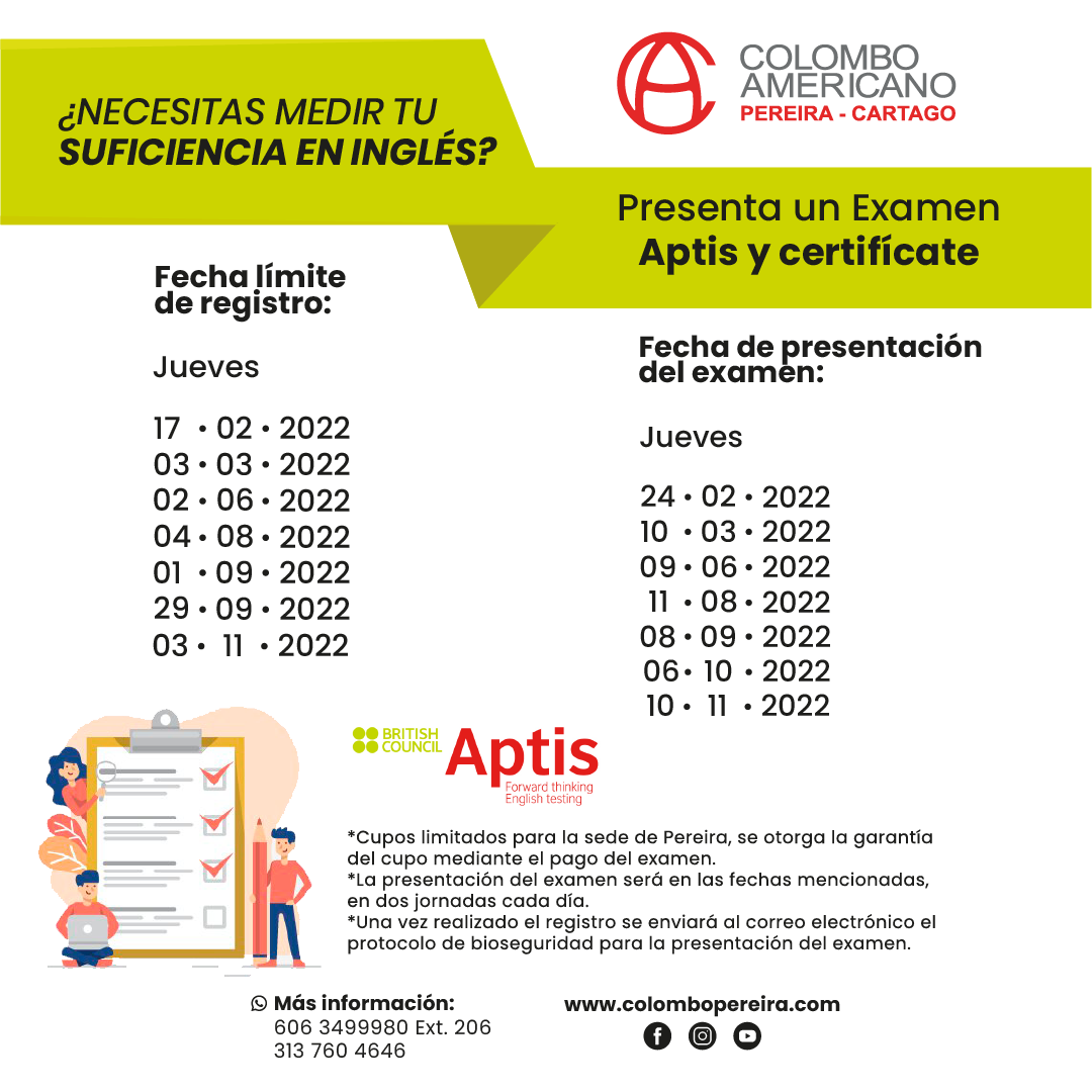 Fechas de presentación APTIS 2022