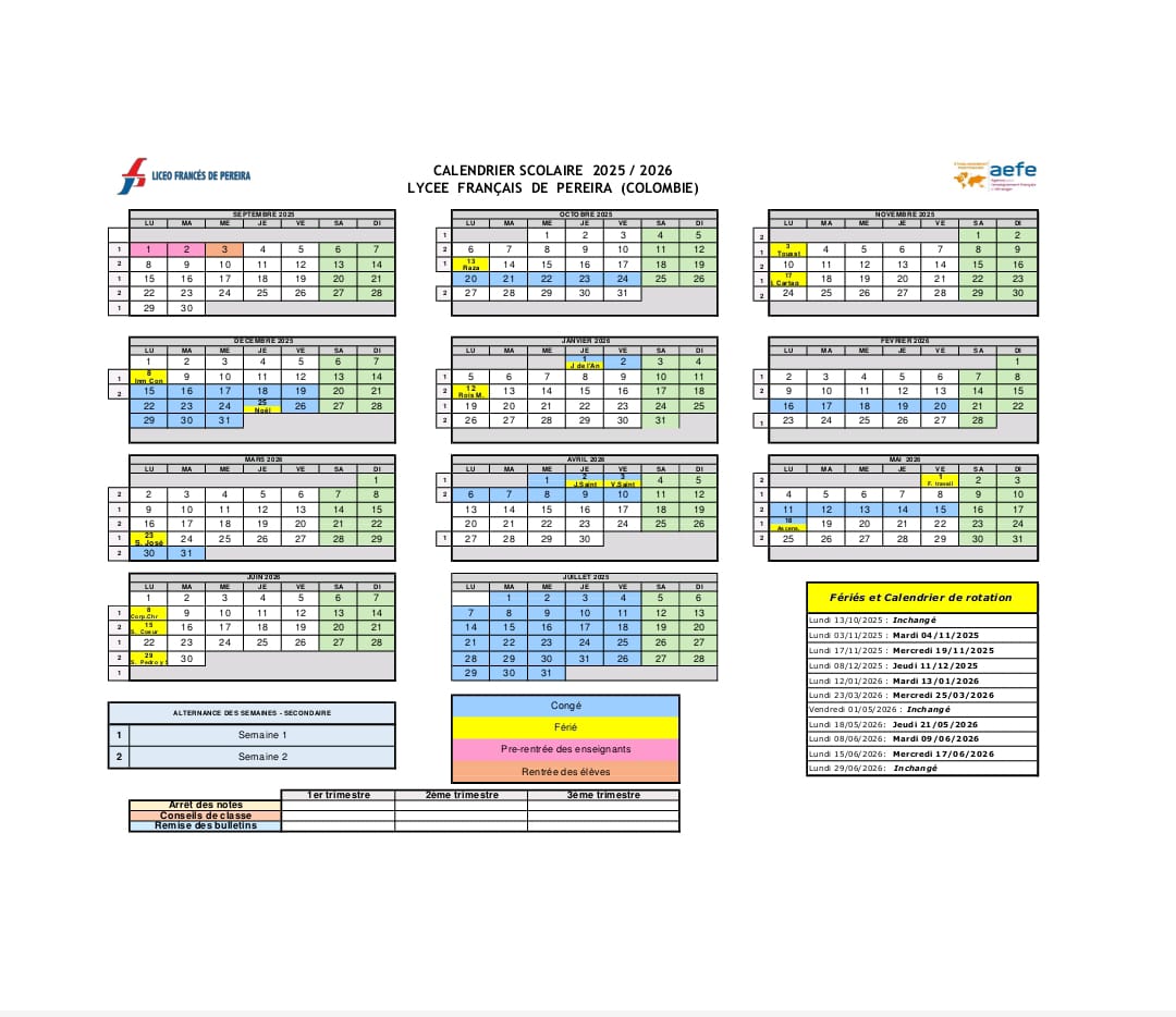 Calendario Escolar 2025 - 2026