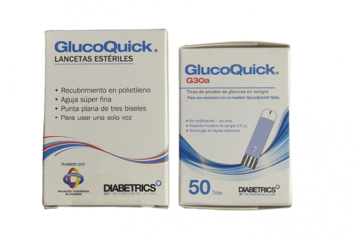 LANCETAS x50 + TIRAS DE PRUEBA x50 para GLUCÓMETRO Glucoquick g30a