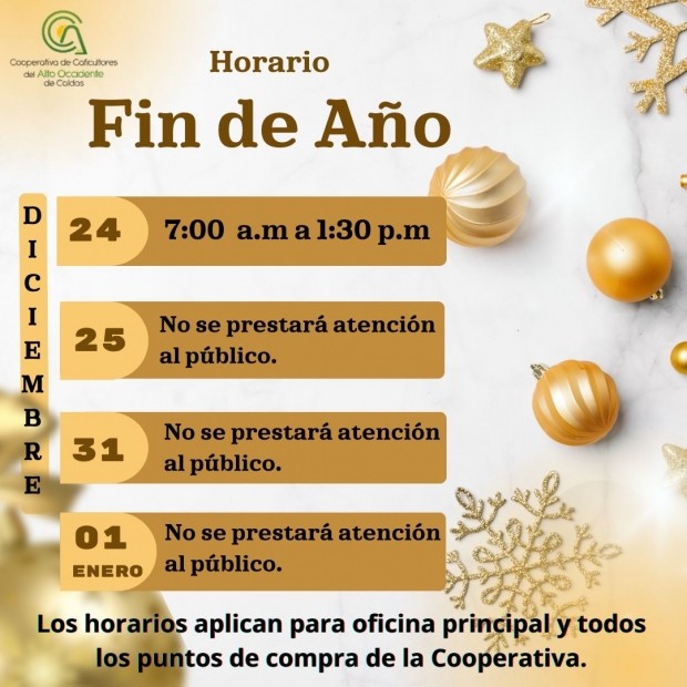 HORARIO ATENCION FIN DE AÑO