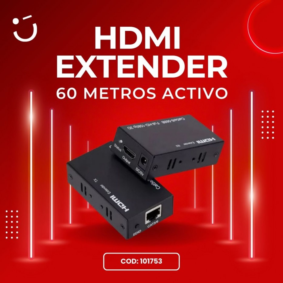 HDMI EXTENDER 60M ACTIVO - Transmisión Full HD sin Pérdida de Calidad