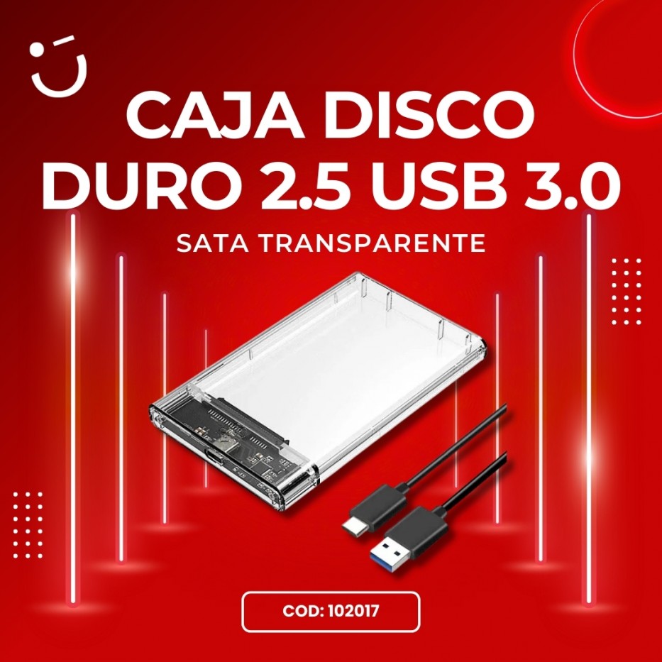 CAJA PARA DISCO 2.5 USB 3.0  TRANSPARENTE