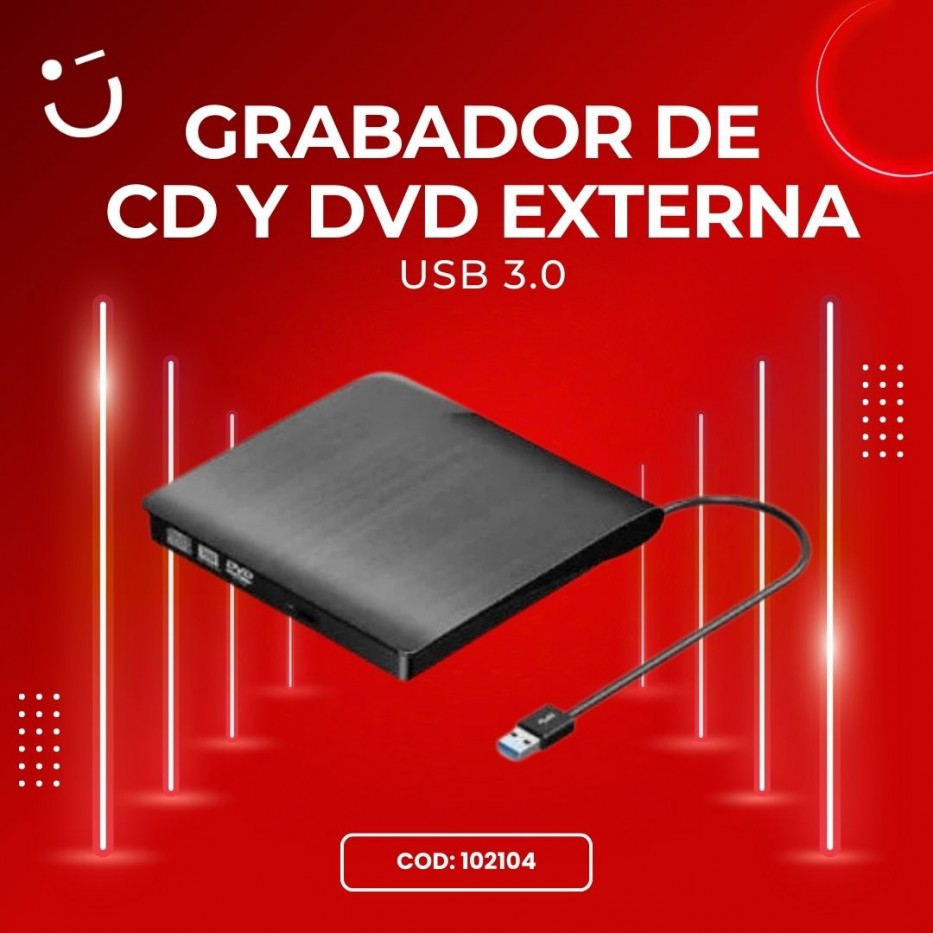 GRABADOR DE CD Y DVD EXTERNA USB 3.0 G Alta Velocidad Portátil