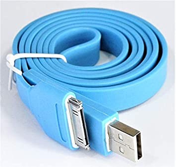 CABLE FLAT IPHONE 4/4S (20 CMS) (BLUE) (PAQUETE X 10 UND)