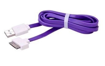 CABLE FLAT IPHONE 4/4S (20 CMS) (PURPLE) (PAQUETE X 10 UND)