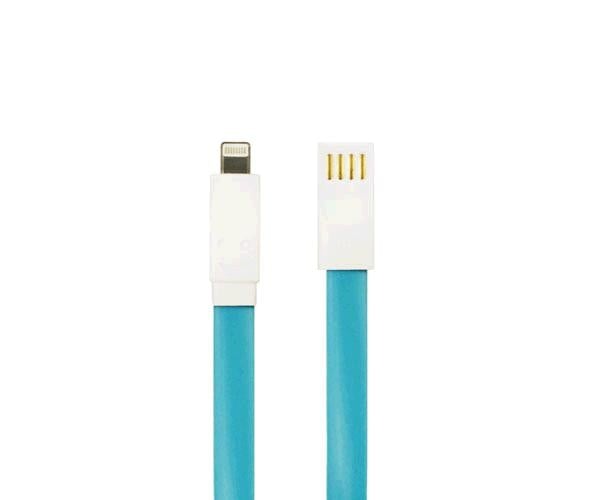 CABLE FLAT IPHONE 5/6 (20 CM) (BLUE) (PAQUETE X 10 UND)