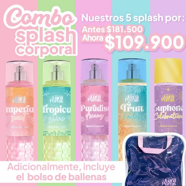 COMBO SPLASH CORPORALES X 5 UNIDADES + HERMOSO BOLSO