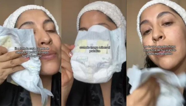 Polémica en las redes sociales: Mujer usa pañal usado en su rutina de cuidado de la piel
