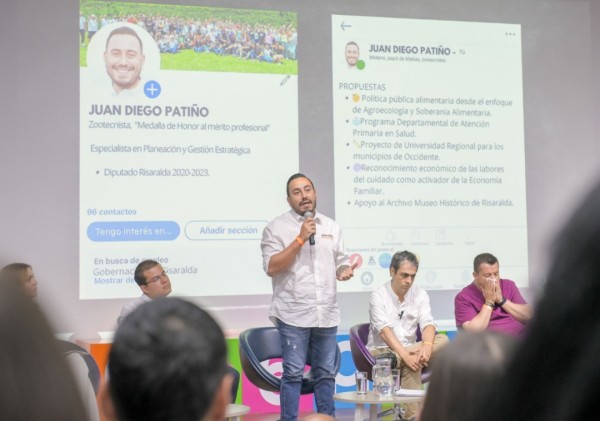 Juan Diego socializó sus principales apuestas para el desarrollo de Risaralda, en el conversatorio aula café