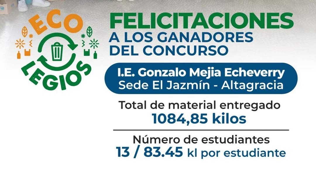 13.908 kilos de material aprovechable fueron recolectados con el concurso Ecolegios este año