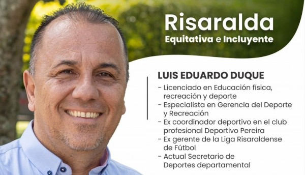 Gobernador electo Juan Diego Patiño designa al 'profe' Luis Duque como su secretario de Deporte, Recreación y Cultura 