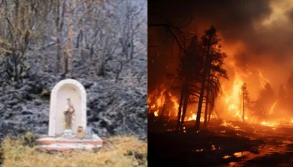 Estatua de la virgen permanece intacta en medio de devastadores incendios forestales en Norte de Santander