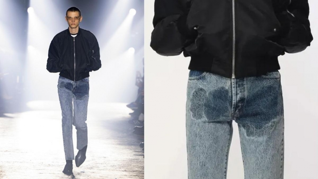 ¿Usted los compraría? Pantalones con mancha de orina, la nueva colección de una marca italiana