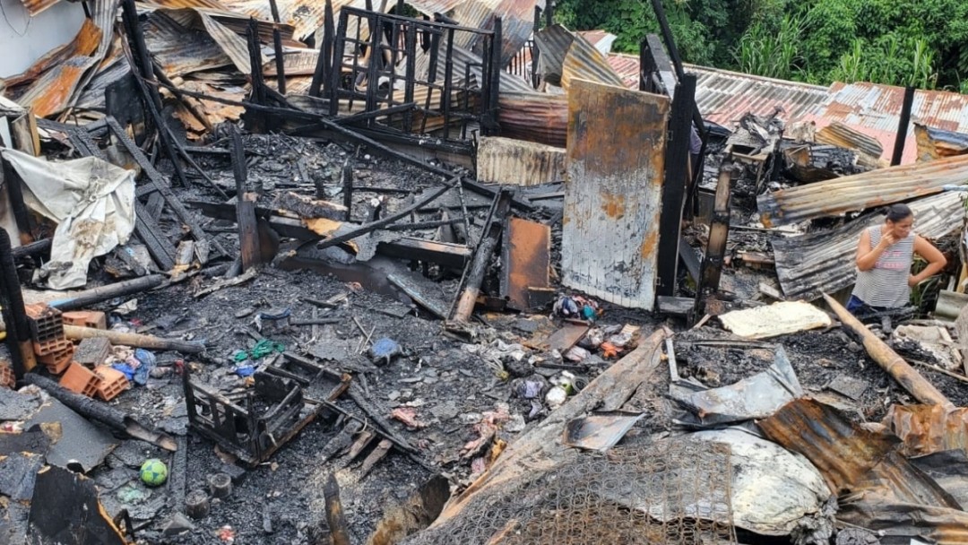 Son 20 familias afectadas con 25 animales de compañía por incendio en Villa Santana, 13 viviendas incineradas y 5 más co