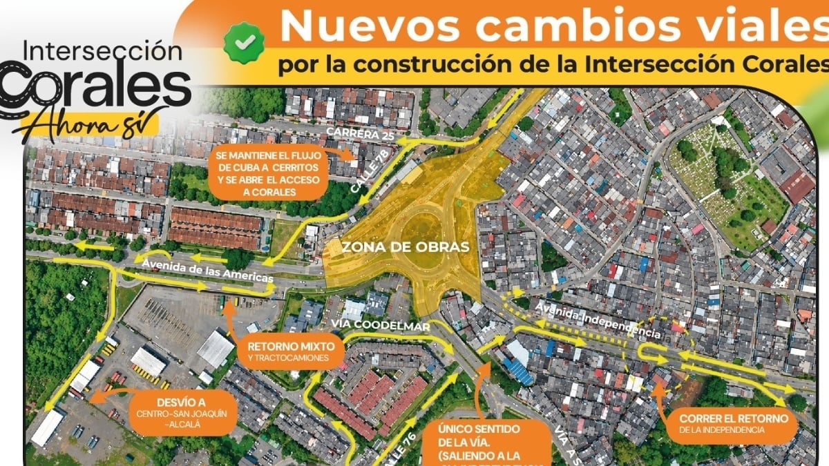 Nuevos cambios viales por la construcción de la Intersección Corales entran en vigencia desde este p
