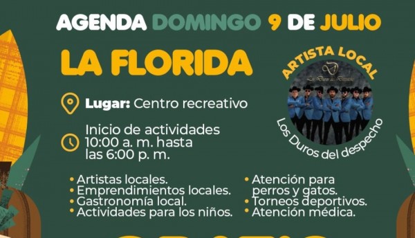 El domingo 9 de julio es de Encosechados en la Florida