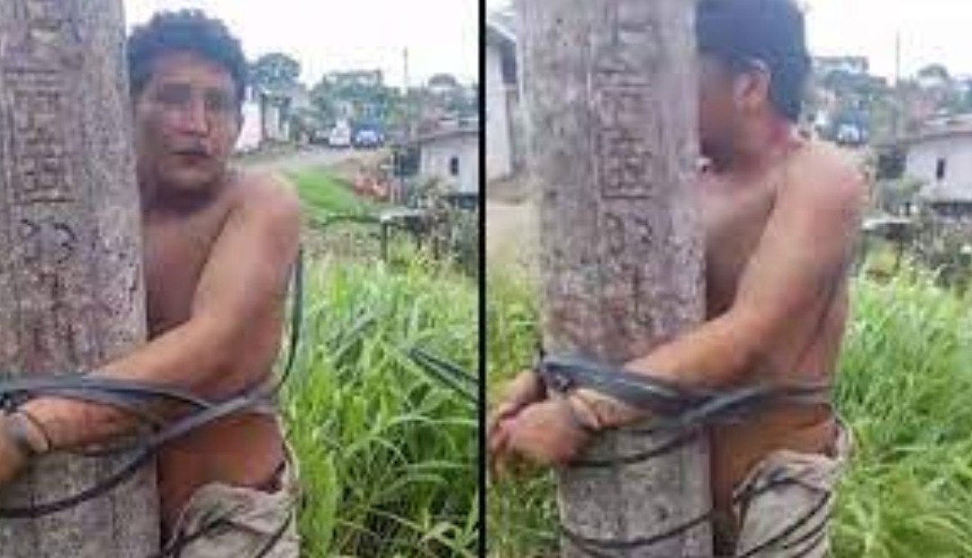 Presunto ladrón terminó atado a un poste y suplicando por su vida