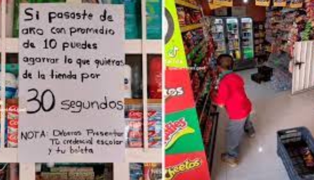 Minimercado premia a los mejores estudiantes con 30 segundos para coger lo que quieran