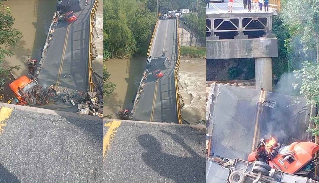 Colapsó puente que comunicaba al Quindío con Valle del Cauca