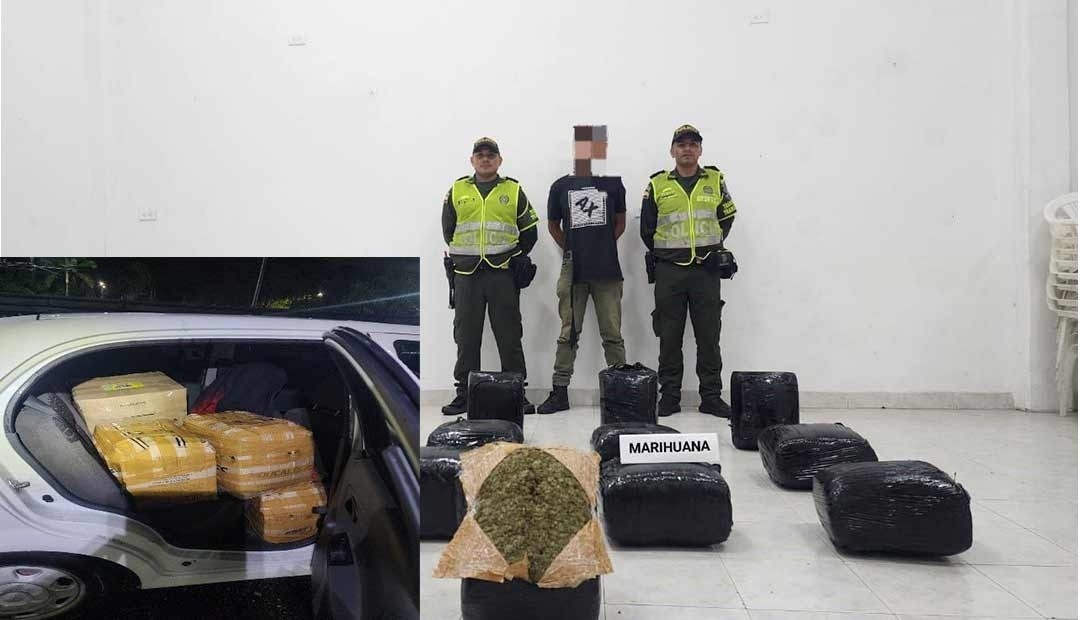Transportaba 65 kilos de marihuana en una camioneta particular y lo detuvieron en Cerritos