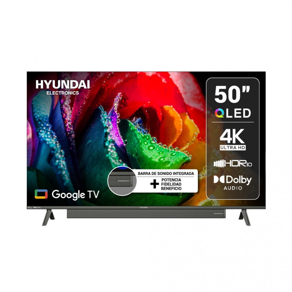 Televisor HYUNDAI 50 Smart Google TV QLED Barra de Sonido