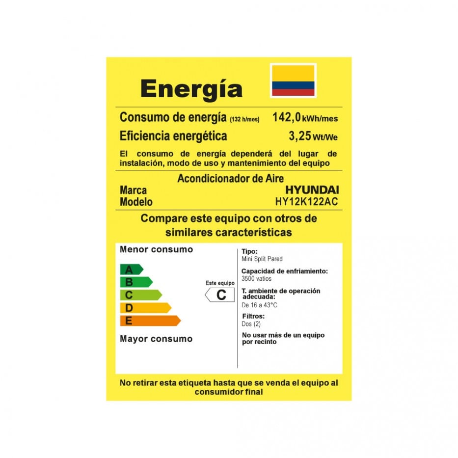 Aire Acondicionado on/off 12.000BTU Split 110V