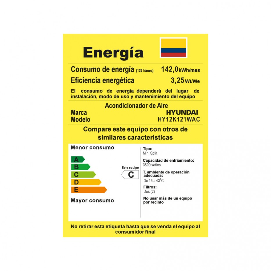 Aire Acondicionado On/Off Hyundai 12.000BTU Split 110V
