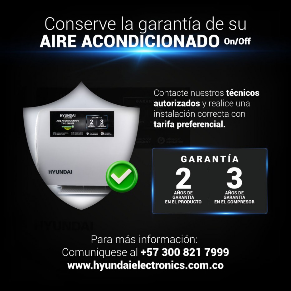 Aire Acondicionado On/Off Hyundai 12.000BTU Split 110V