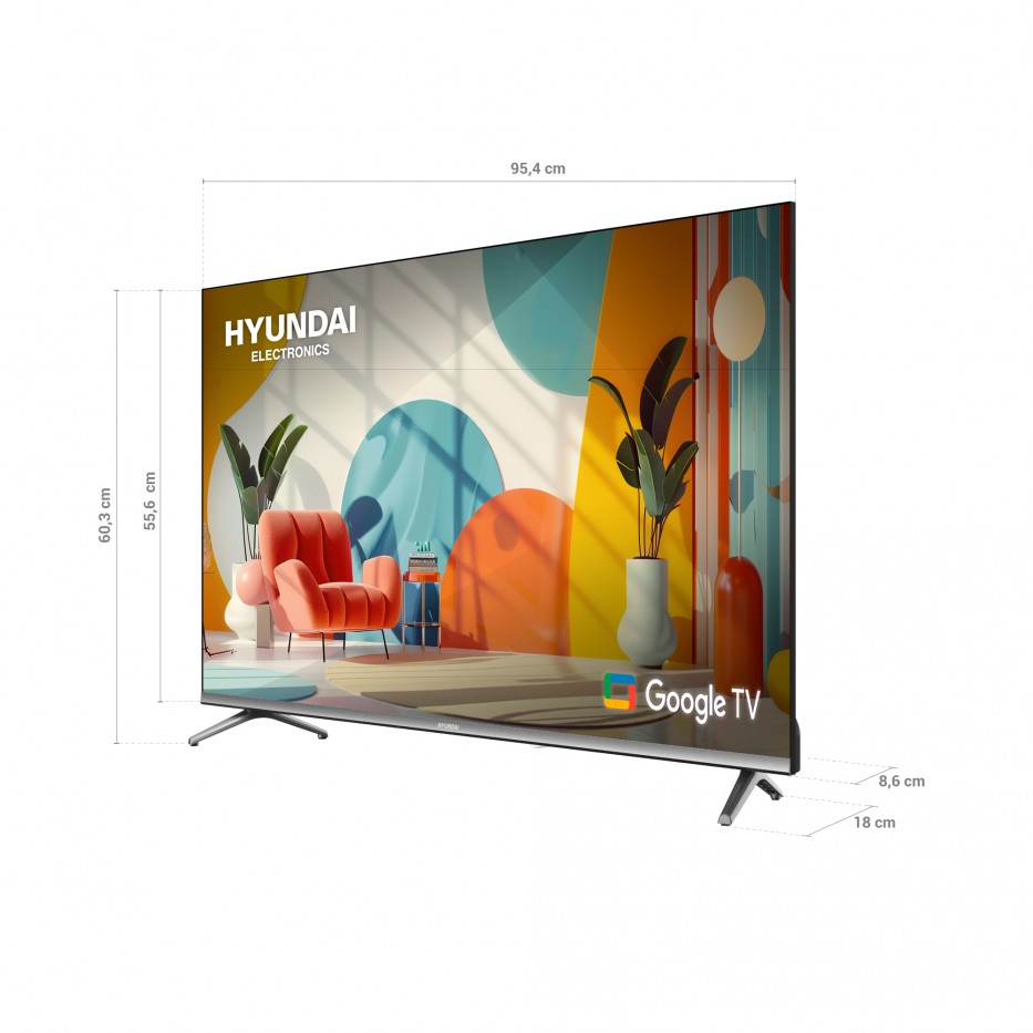 Televisor Smart QLED 43'' FHD Hyundai - Google TV