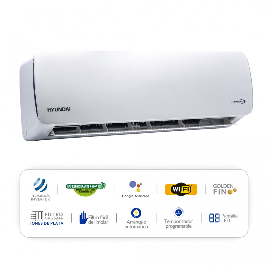 Aire Acondicionado HYUNDAI Inverter 12.000 BTUS A 220V Wifi