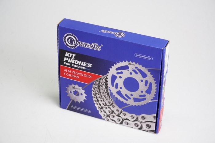 KIT CAJA CADENA - ROYAL ENFIEND HIMALAYAN 6 HUECOS  (PT38C-PD15C -PASO 525) NIQUELADA CASSARELLA