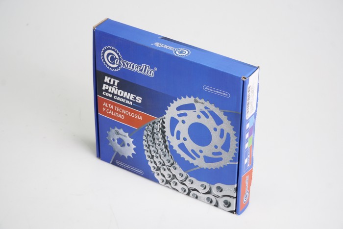 KIT CAJA CADENA - SYM NHX 190 4 HUECOS (PT49C-PD15C-428-H-132-C) DORADA O´RING CASSARELLA