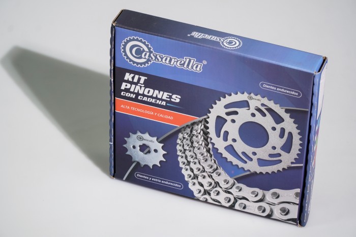 KIT CAJA CADENA - MACH 110 4 HUECOS (PT43C-PD14C-428-H-110-C)  CONCAVO DORADA CASSARELLA