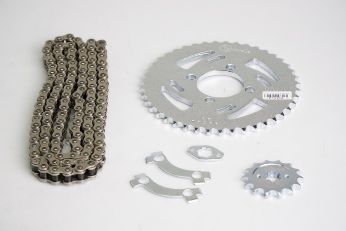 KIT CAJA CADENA - BOXER 102 4 HUECOS (PT43C-PD14C-428 -H-120-C)  NIQUELADA CASSARELLA