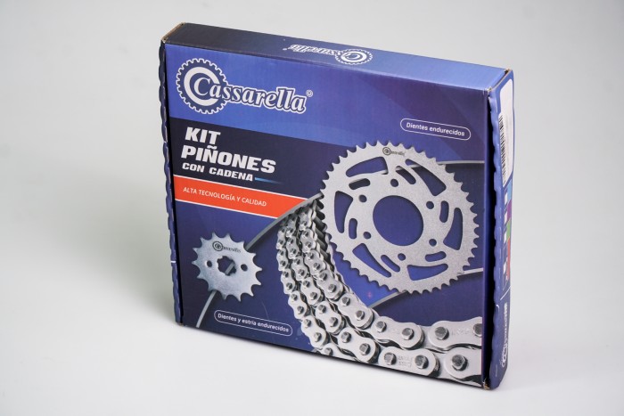 KIT CAJA CADENA - BOXER MODELO 2022 6 HUECOS (PT42C-PD14C-428-H-124-C) NIQUELADA CASSARELLA