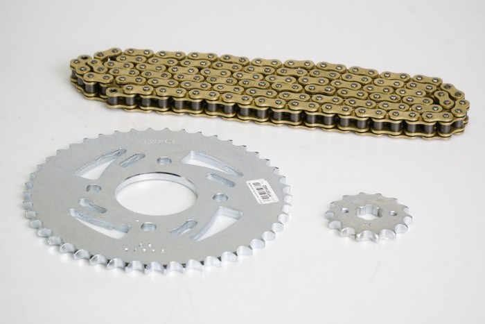 KIT CAJA CADENA - NITRO 125 4 HUECOS (PT46C-PD14C-428 -H-120-C) DORADA CASSARELLA