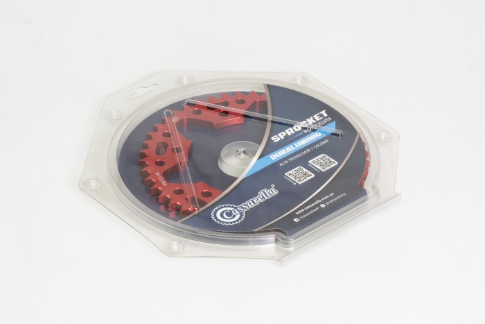 SPROCKET - 46 FZ 250 6 HUECOS PASO 428 ESTILO IRON ROJO DURAL RACER  CASSARELLA X